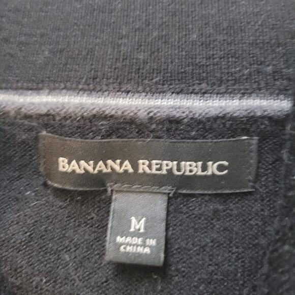 Banana Republic Size M Merino Wool Blend Half Zip Button Collar Pullover Sweater - Picture 5 of 11